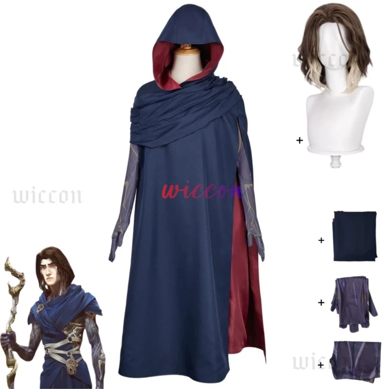 Game LOL Arcane Season 2 Viktor Machine Herald Cosplay Costume Hooded Cloak Robe Glove Wig Adult Man Halloween Christmas Suit