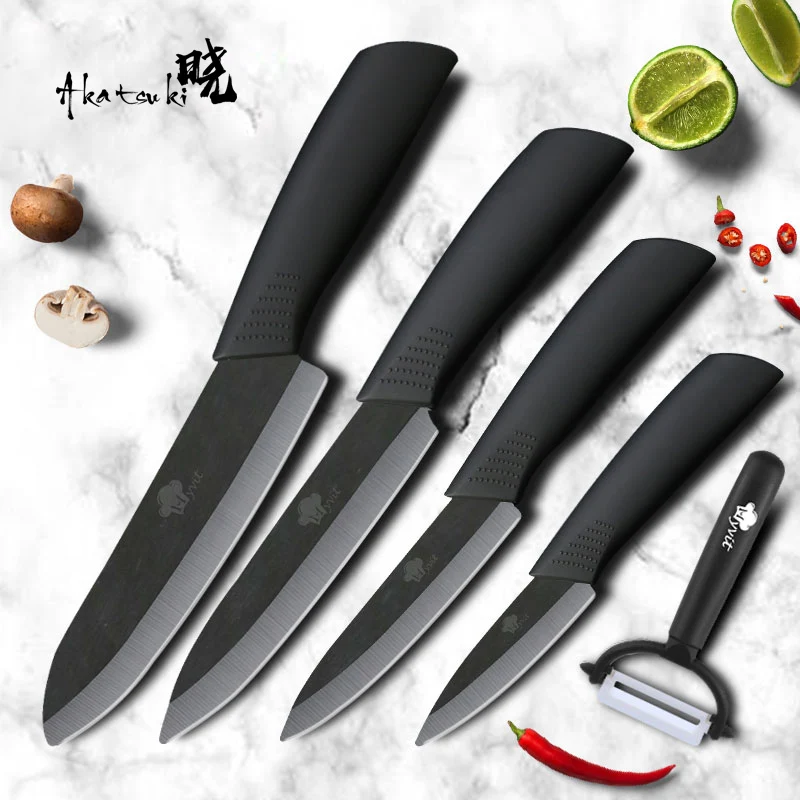 

Ceramic Knives Kitchen knives Set 3 4 5 6 inch Chef knife Cook Set Chef Utility Slicer Vegetable Peeler Black Zirconia Blade