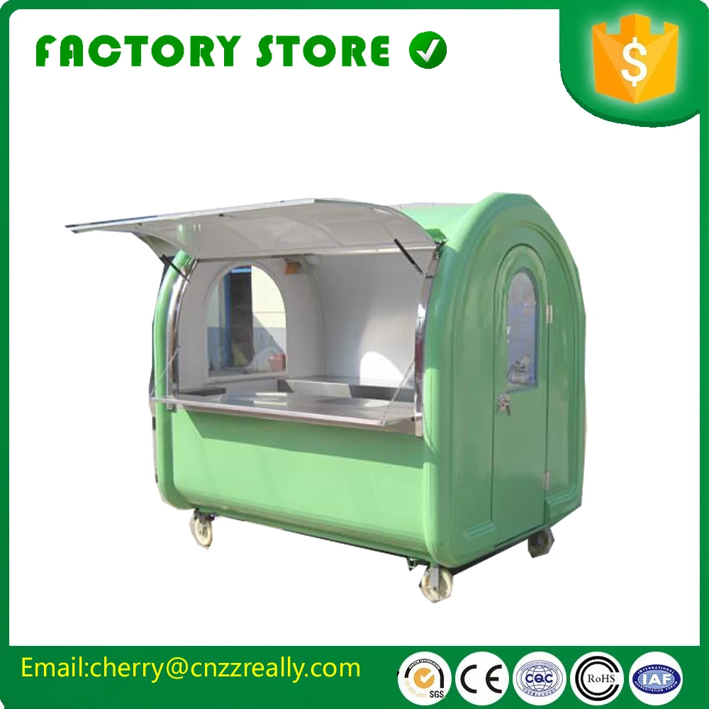 2.2M baja tahan karat warna hijau makanan ringan komersial kios katering Trailer makanan portabel keranjang untuk dijual