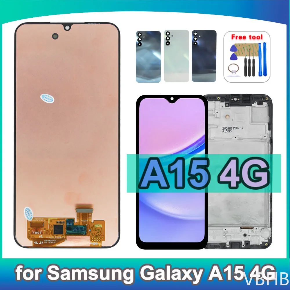For samsung galaxy A15 4g A155 lcd display touch screen digitizer full assembly with frame phone screen replacement repair parts