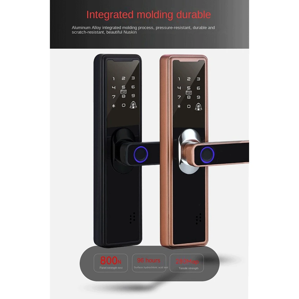 Tuya Bluetooth APP Biometric Fingerprint Security Intelligent Smart WiFi Password Electronic Door Lock Black