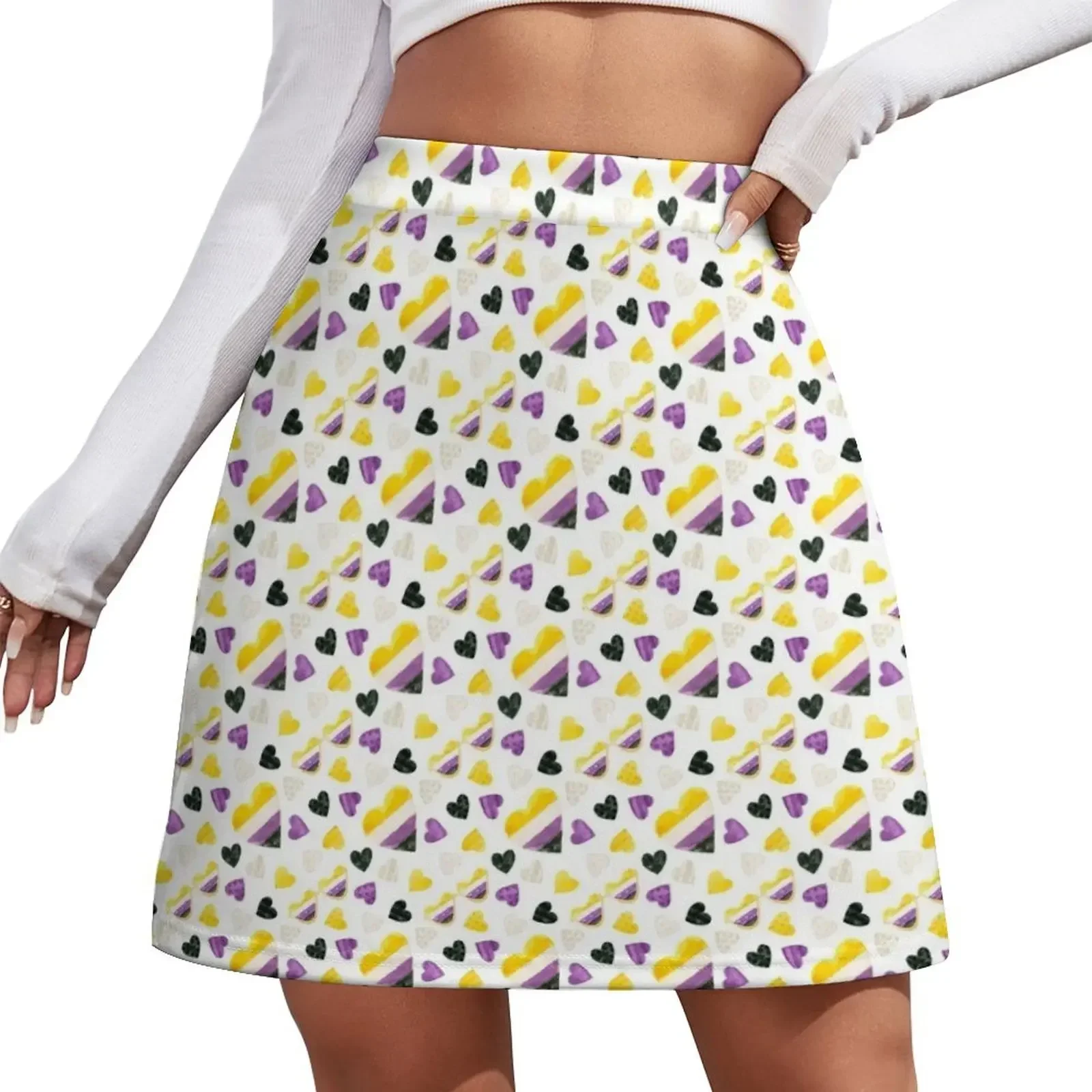 

Non Binary Hearts Mini Skirt korean style clothes skirts for womens sexy short mini skirts fairy core Mini Skirt