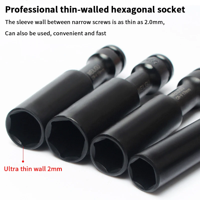 Clé à douille à entraînement 1/2, tête à douille hexagonale 8-19mm, outils de retrait de pneus, adaptateur, convertisseur de clé