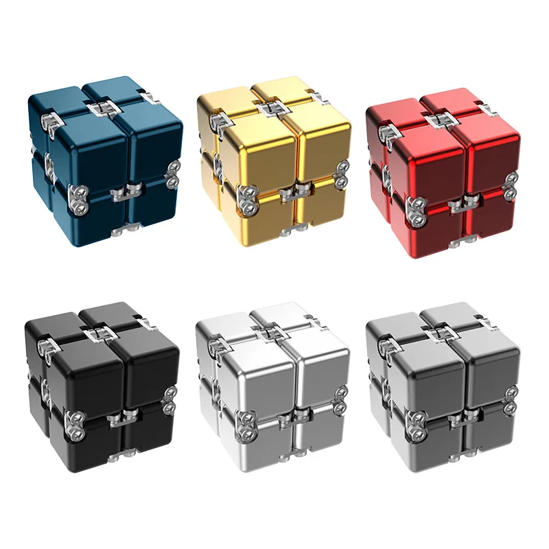 Hot Selling Heavy Alloy Infinity Magic Cube Finger Toy Fun Decompression Toys Office Flip Cubic Puzzle Stress Relief Cube Block