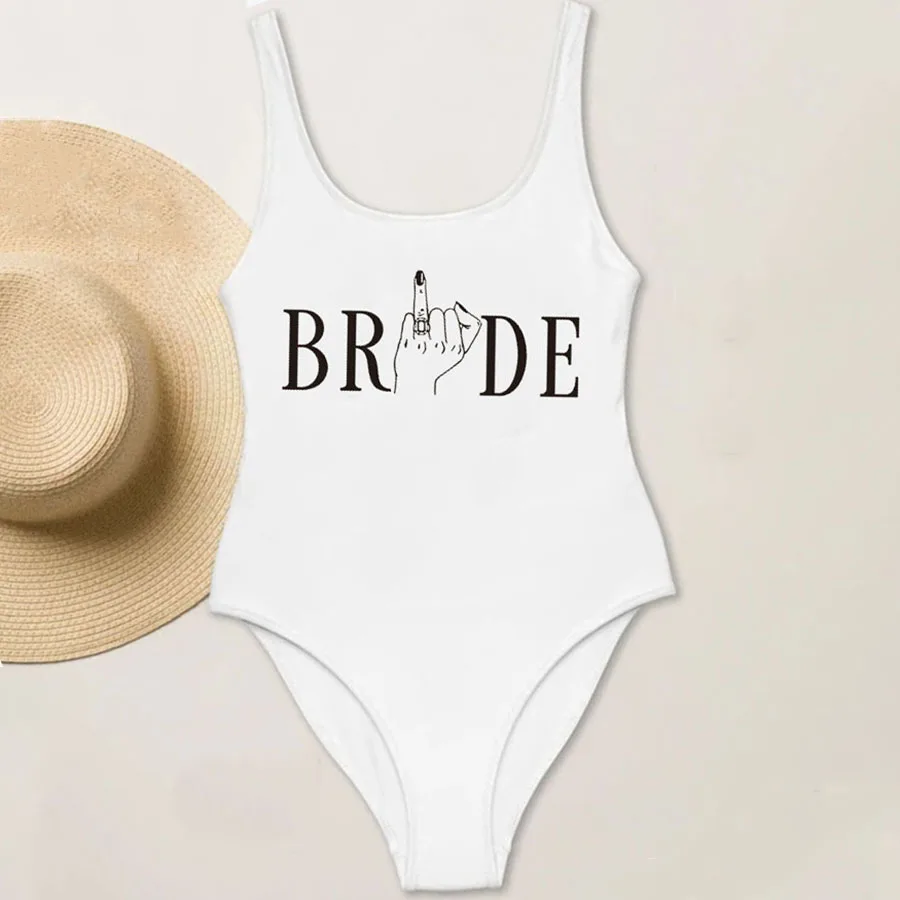 Bride Hen Party Tribe Ring Print One Piece Swimsuit Women Swimwear High Cut Low Back Sexy Bodysuit Bridal Bathing Suit Swimsuits