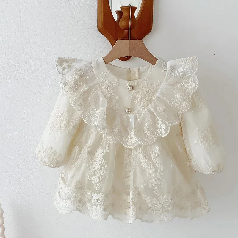 

2024 New Autumn Toddler Baby Girl Romper Long Sleeved Cotton Lace Splicing Infant Baby Girls Jumpsuit 0-24M Baby Girl Clothing