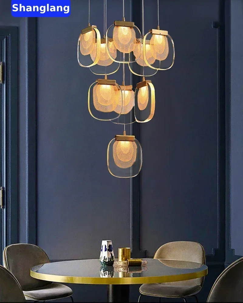 

Luxury Modern Crystal Chandelier for Staircase Long LED Light Hallway Lamp Creative Living Room Gold Home Decor Lustre Fixtures