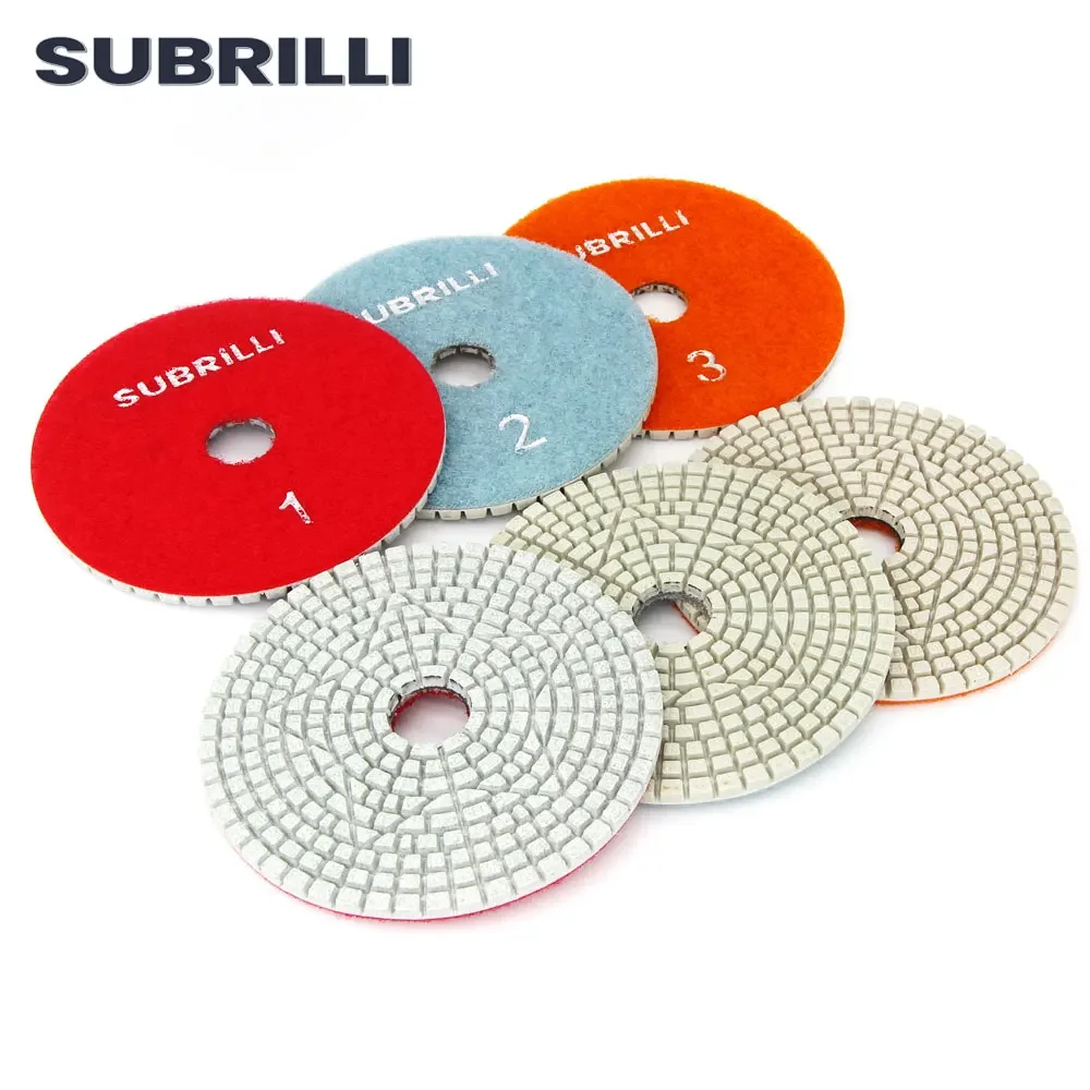 3pieces 4inch Flexible Diamond Polishing Pads 3 Step Granite Marble Stone Concrete Grinding Disks 100mm Abrasive Tool Set