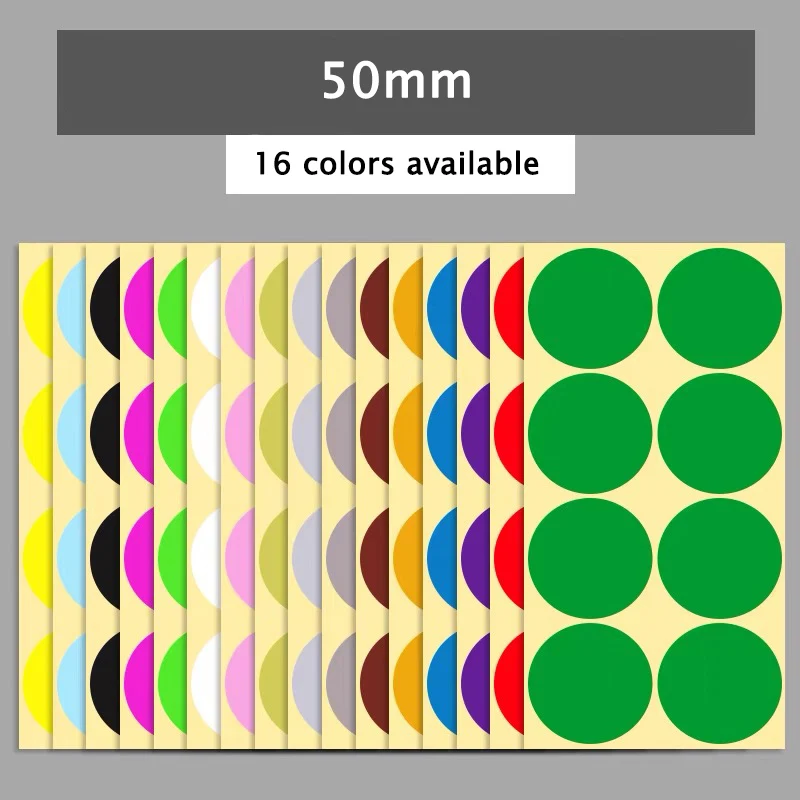 

15 Sheets Colored Dot Sticker 50mm Round Self-adhesive Label Paper Handwritten Paste DIY Handmade Stickers Price Tag Labels