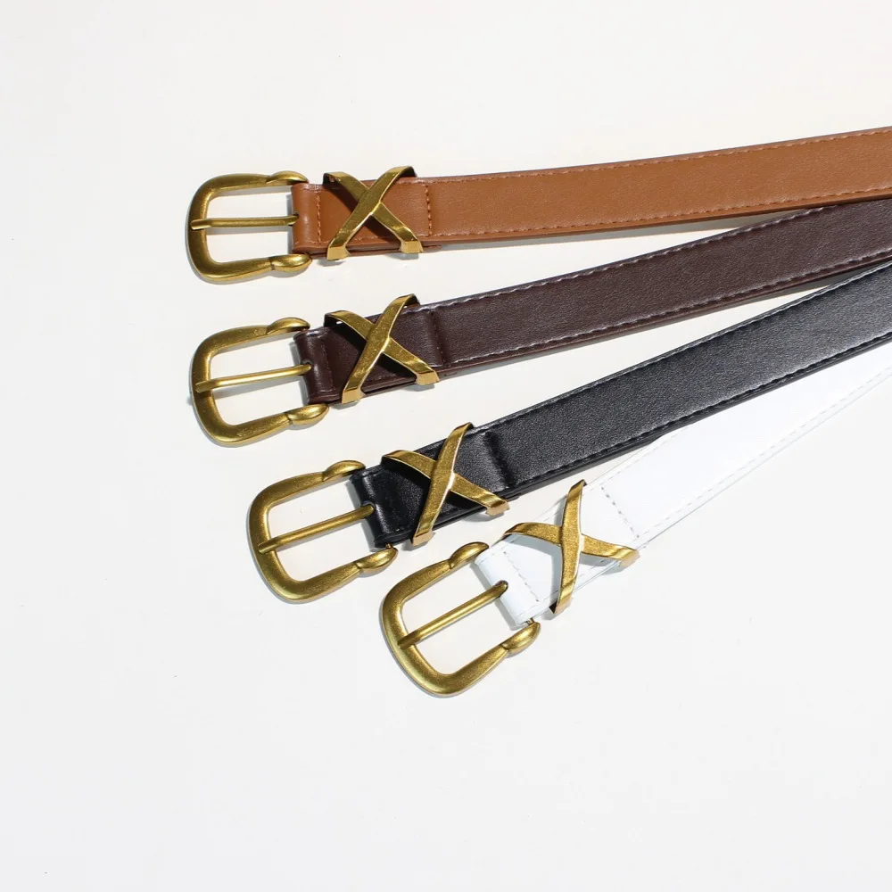 Luxury Brand Leather Belt for Women Designer Alloy Buckle Waist Strap Female Jeans Trouser Dress Waistband