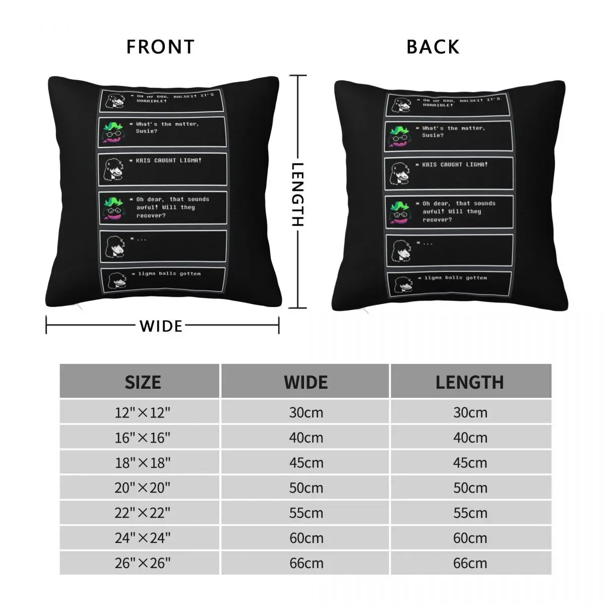 Deltarune Dialogues Square Pillowcase Polyester Linen Velvet Creative Zip Decor Throw Pillow Case Home 45x45