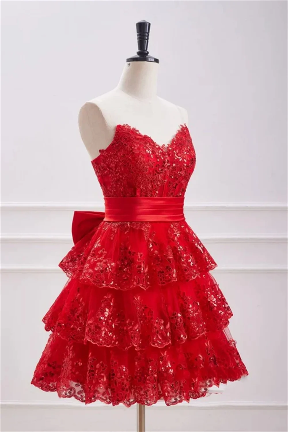 Jessica Red Fairy Prom Dresses Embroidered Glitter Sequins Evening Dresses Cropped Off-the-shoulder Bows Cocktail Dresses