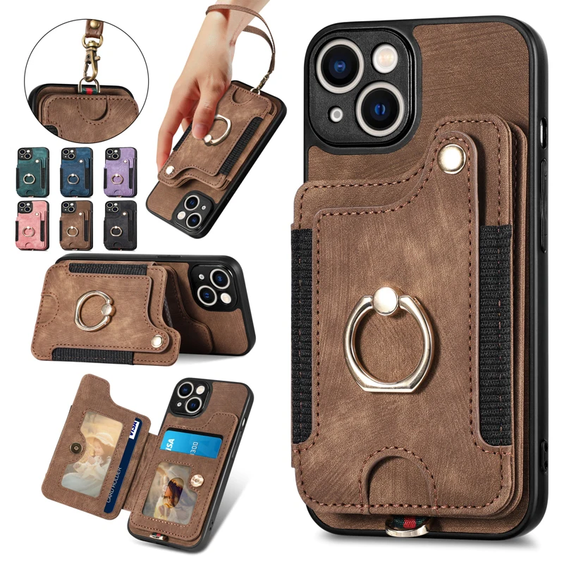 

Leather Flip Case Wallet Card Lanyard Phone Case For Google Pixel 8 7 Pro 7A 6 Pro 6A Magnetic Car Finger Ring Back Cover