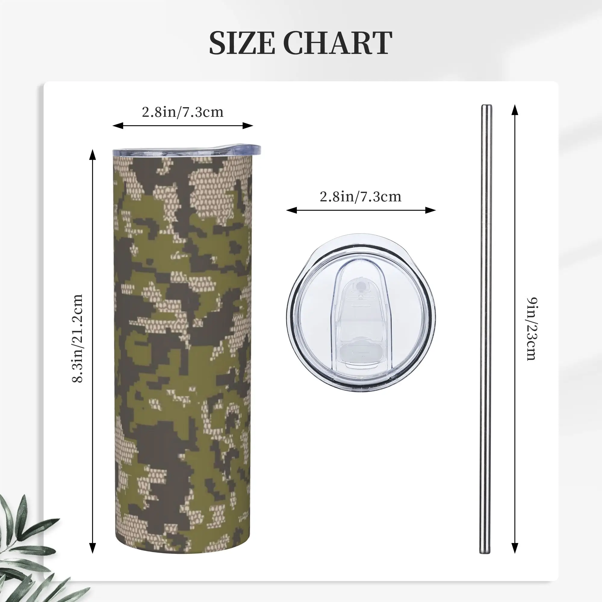 Wicked Camo Verde Camouflage Insulated Tumbler With Lid Straw Tags Vacuum Thermal Mug Stainless Steel Double Wall Water Bottle - view 4