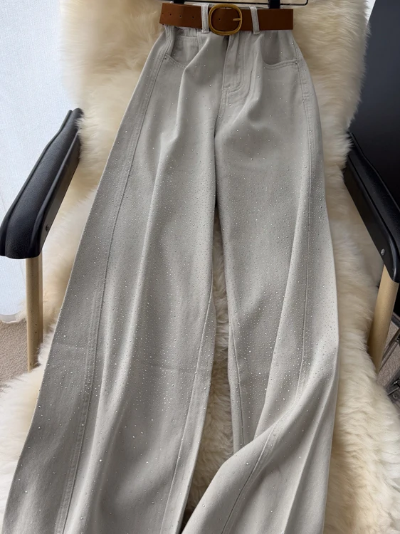 

High Waist Wide Leg Denim Pants Women's Spring Summer Loose Slimming Korean Style Commute Fashion Long Trousers