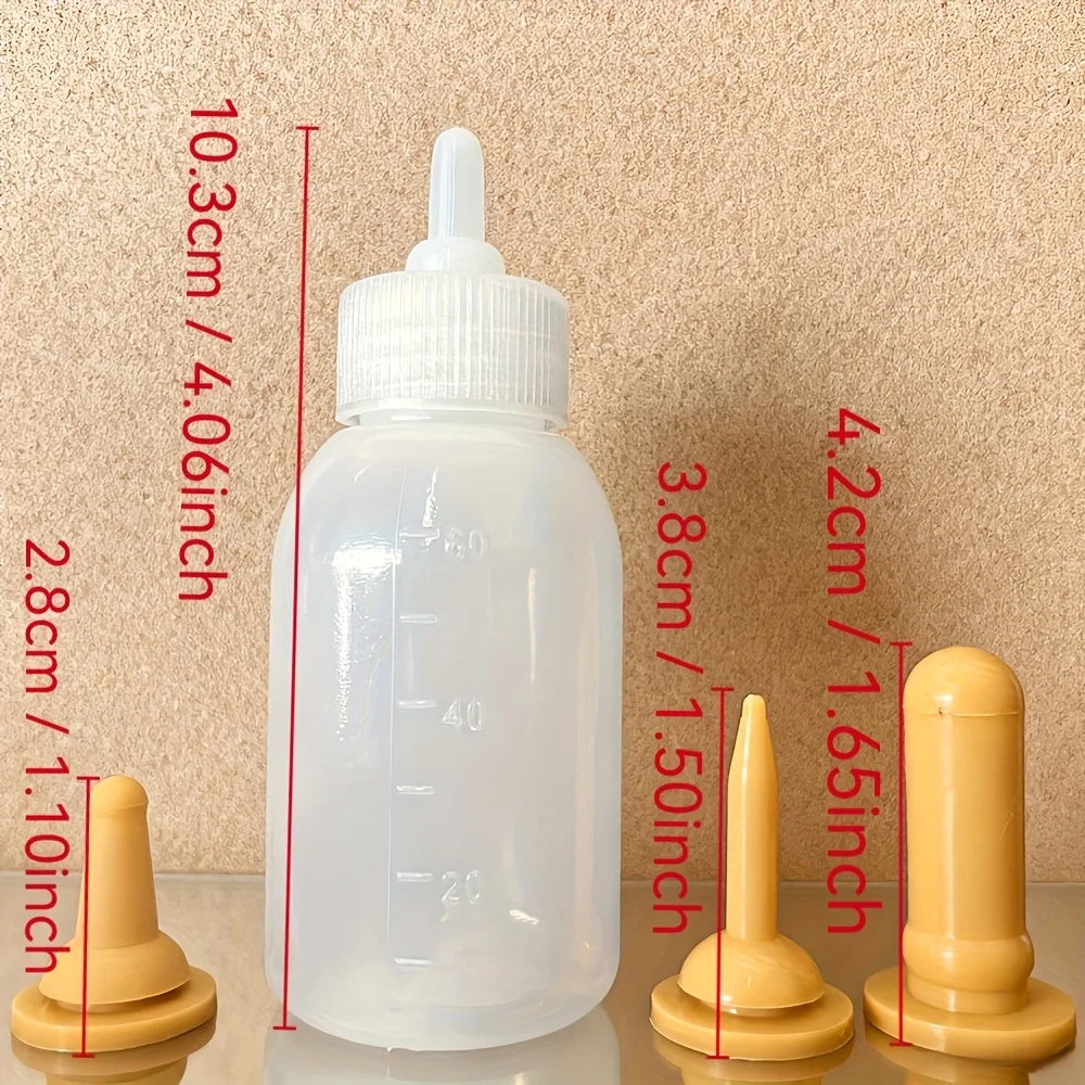 Haustier-Fütterungsflaschen-Set, Milchflaschen für Welpen und Kätzchen, 3 Austauschbare Sauger, Geeignet für Katzen und Hunde – Detail 2