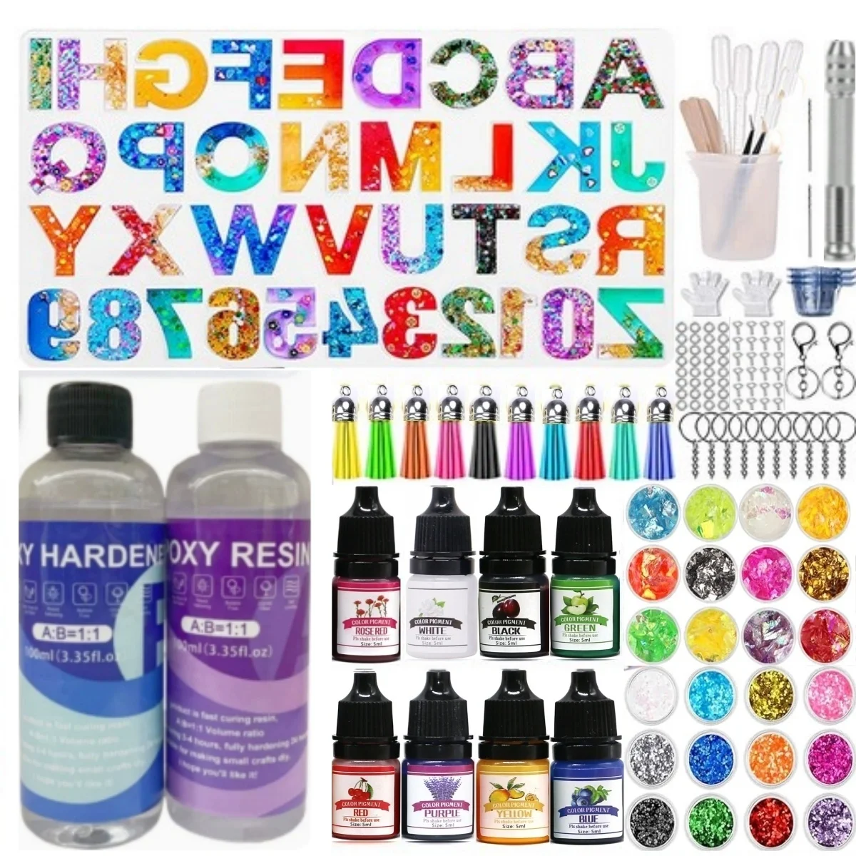 kit-de-demarrage-en-resine-epoxy-moules-en-silicone-alphabet-pigments-paillettes-outils-pour-la-fabrication-de-bijoux-et-de-porte-cles-diy--livraison-gratuite