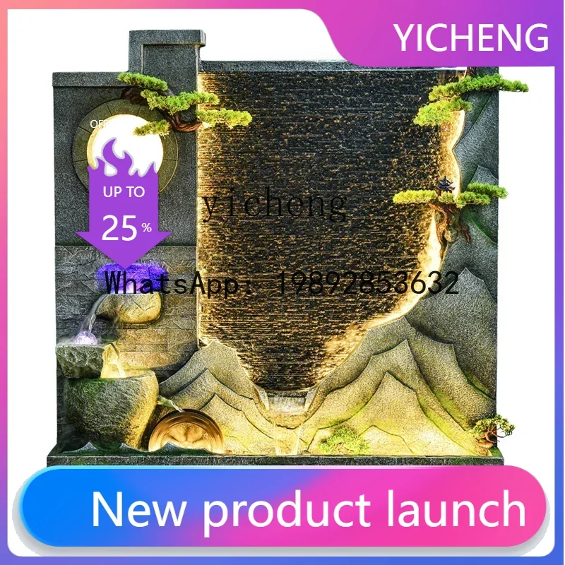 X7 Chinese Style Water Curtain Wall Water Fountain Indoor Fortune Fengshui Wheel Hotel Floor Ornaments