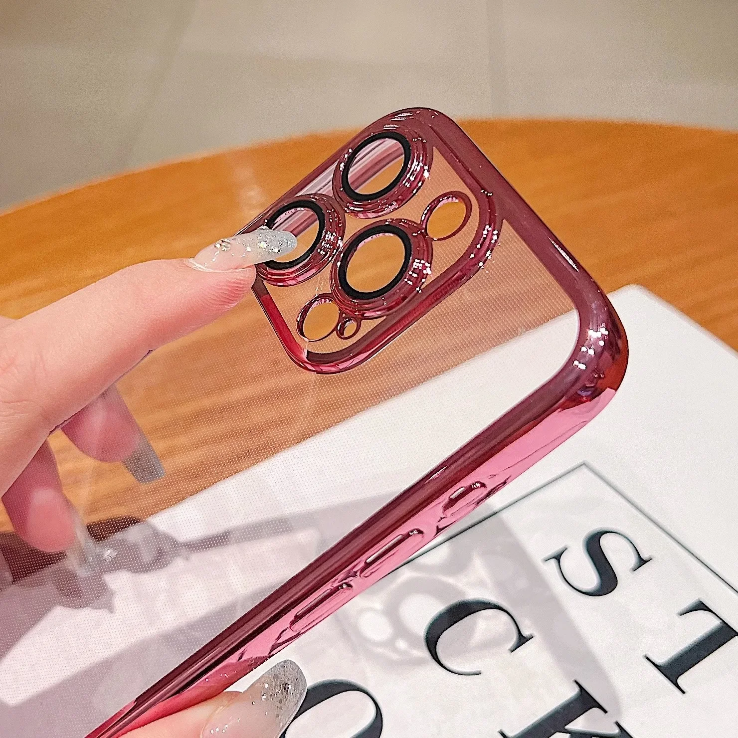 Tytanowo-złote etui na telefon z cienkim otworem i folią na obiektyw iPhone 16 15 14 13 12 11 Pro Max Plus odporne na wstrząsy, ultracienkie,