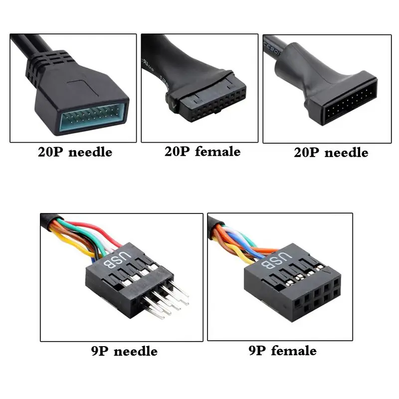 New Host Chassis USB2.0 to USB3.0 Front 19 Pin to 9-Pin Front USB2.0 9-Pin Female to USB3.0 19Pin Male