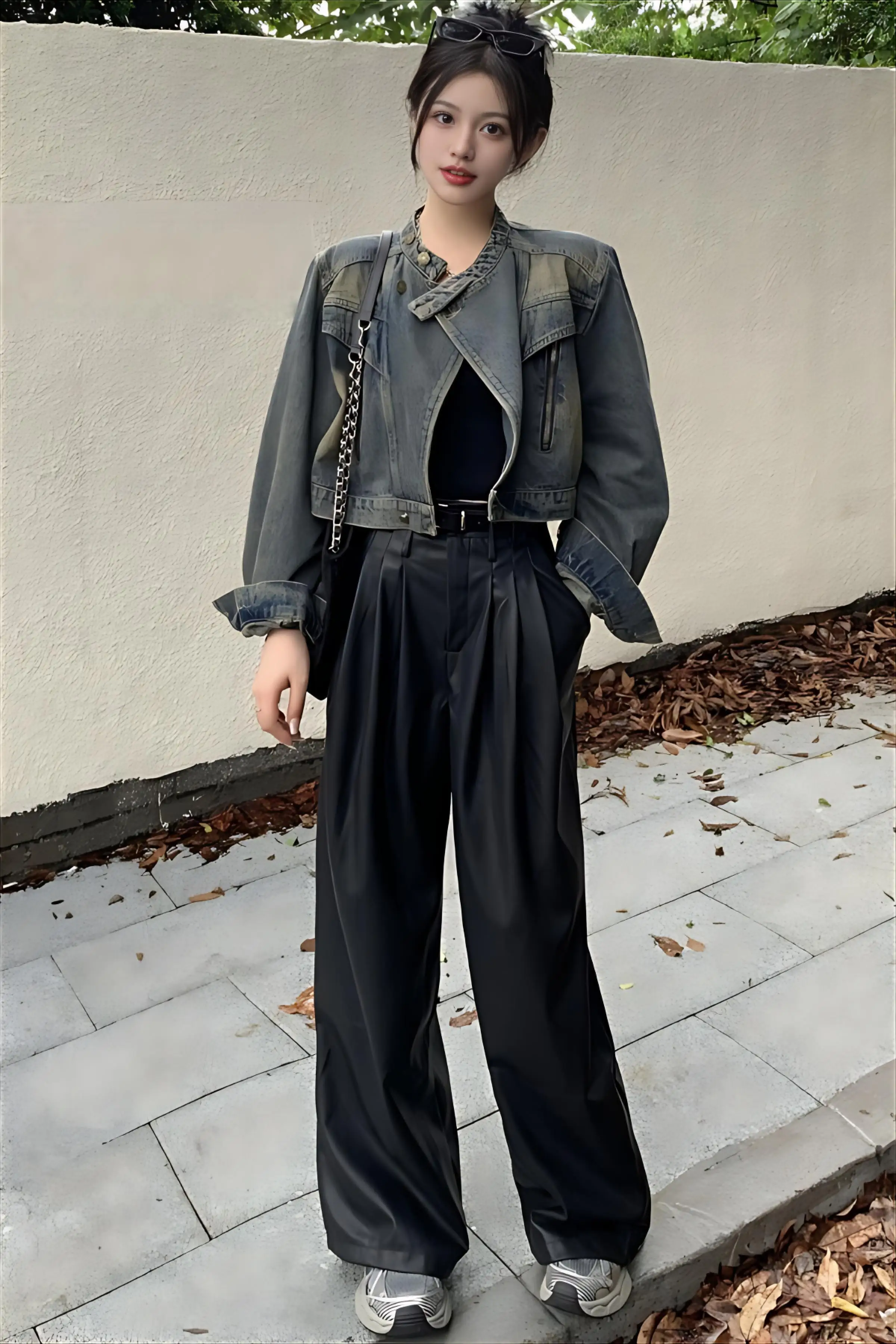 

Denim Coat Fur Womens Spring Romantic Lacework O-Neck Balloon Sleeved Raglan Spliced French Style Festival Youth Gentle Jackets