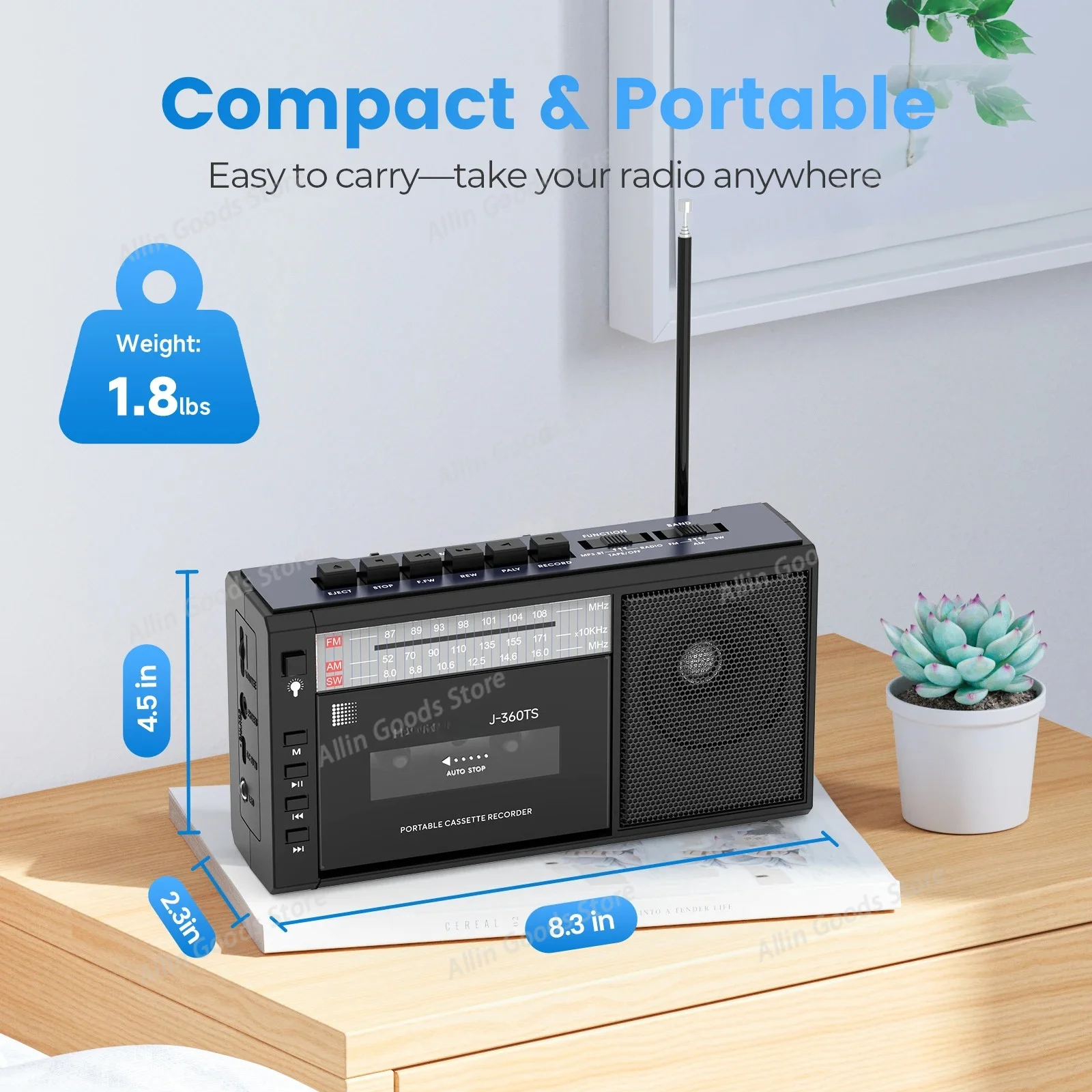 Nostalgia Classic Cassette Player AM FM SW Radio Retro Cassette Bluetooth speaker Music Player solar charging USB-C Flashlight