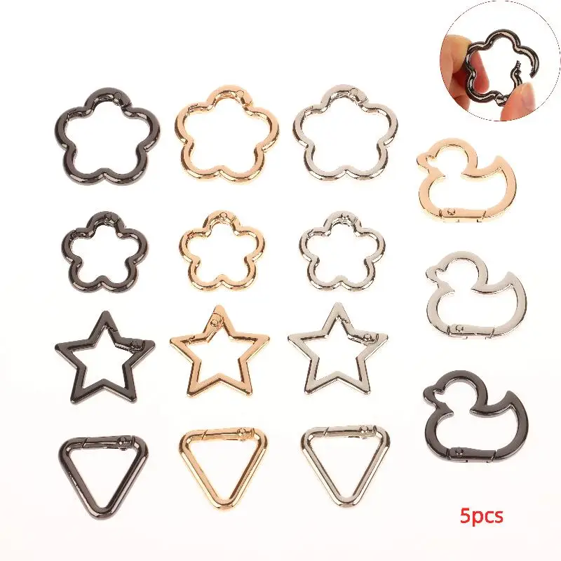 5 pièces étoile canard fleur forme ressort anneau boucle ouverte mousqueton Snap Clip pour sac en cuir sac à main ceinture sangle connecteur