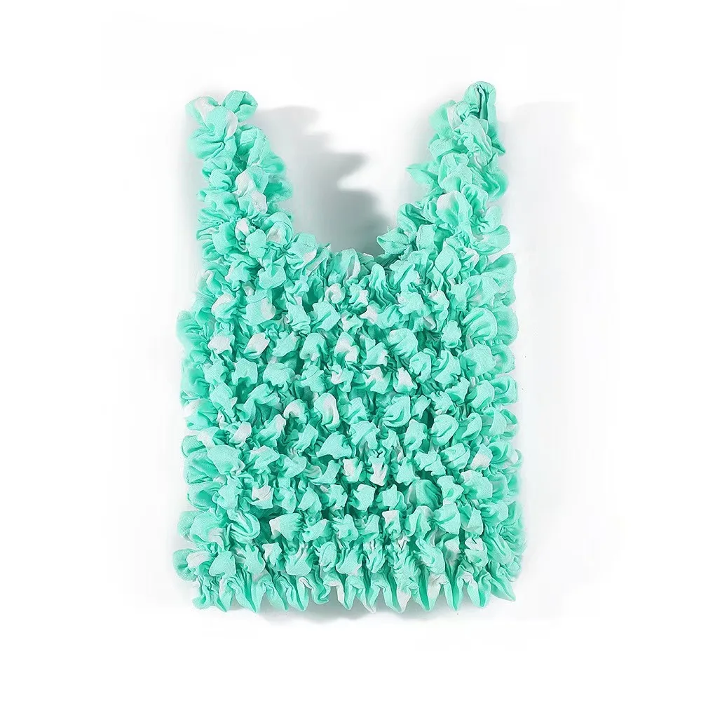 Reusable Bubble Foldable Stretch Bag Shopping Bag Multi Purpose Magic Stretch Puff Bag Chiffon Handheld Pleated Flexible Handbag