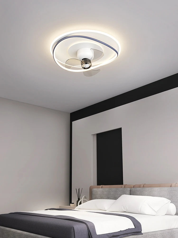 Bedroom fan light, LED ceiling light, ultra-thin light fixture,dual purpose, modern and simple children's room charged fan light