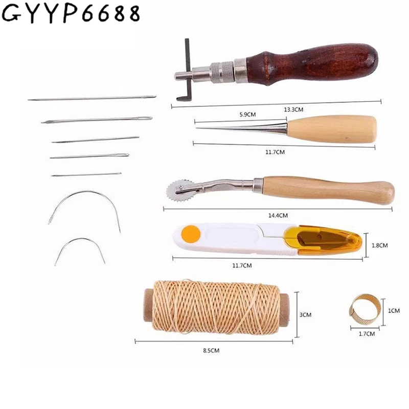 

Leather Craft Tools Kit Needle Waxed Thread Set Stitching Hand Sewing Punch Carving Work Groover Saddle Professional Accessories