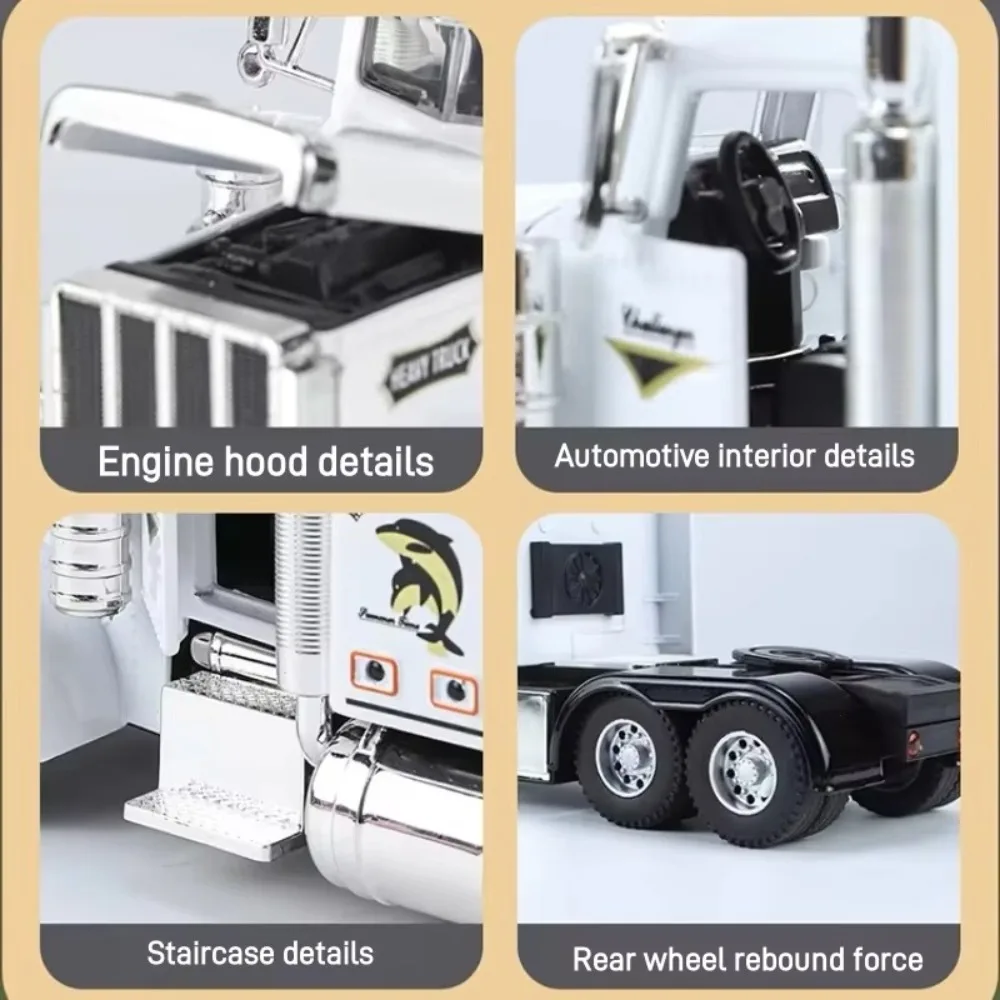 مضحك 1:24 نموذج شاحنة أمريكية الصوت والمركبات الخفيفة الهدايا حاوية شاحنة محاكاة سبيكة نموذج شاحنة ثقيلة الديكور #5