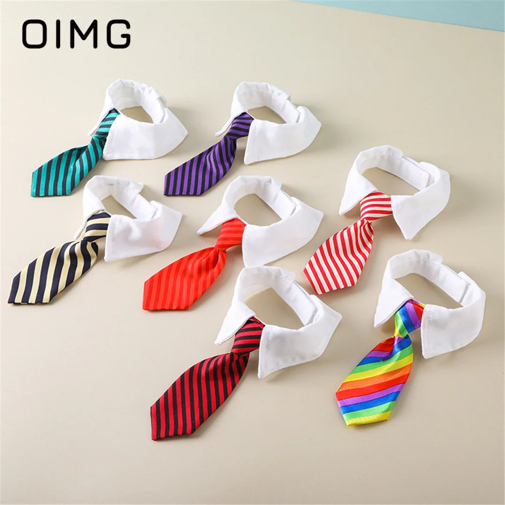 OIMG British Style Pet Saliva Scarf Small Dogs Gentleman Collar Scarf Cat Dog Fake Neckline Scarf Teddy Bichon Striped Bow Tie