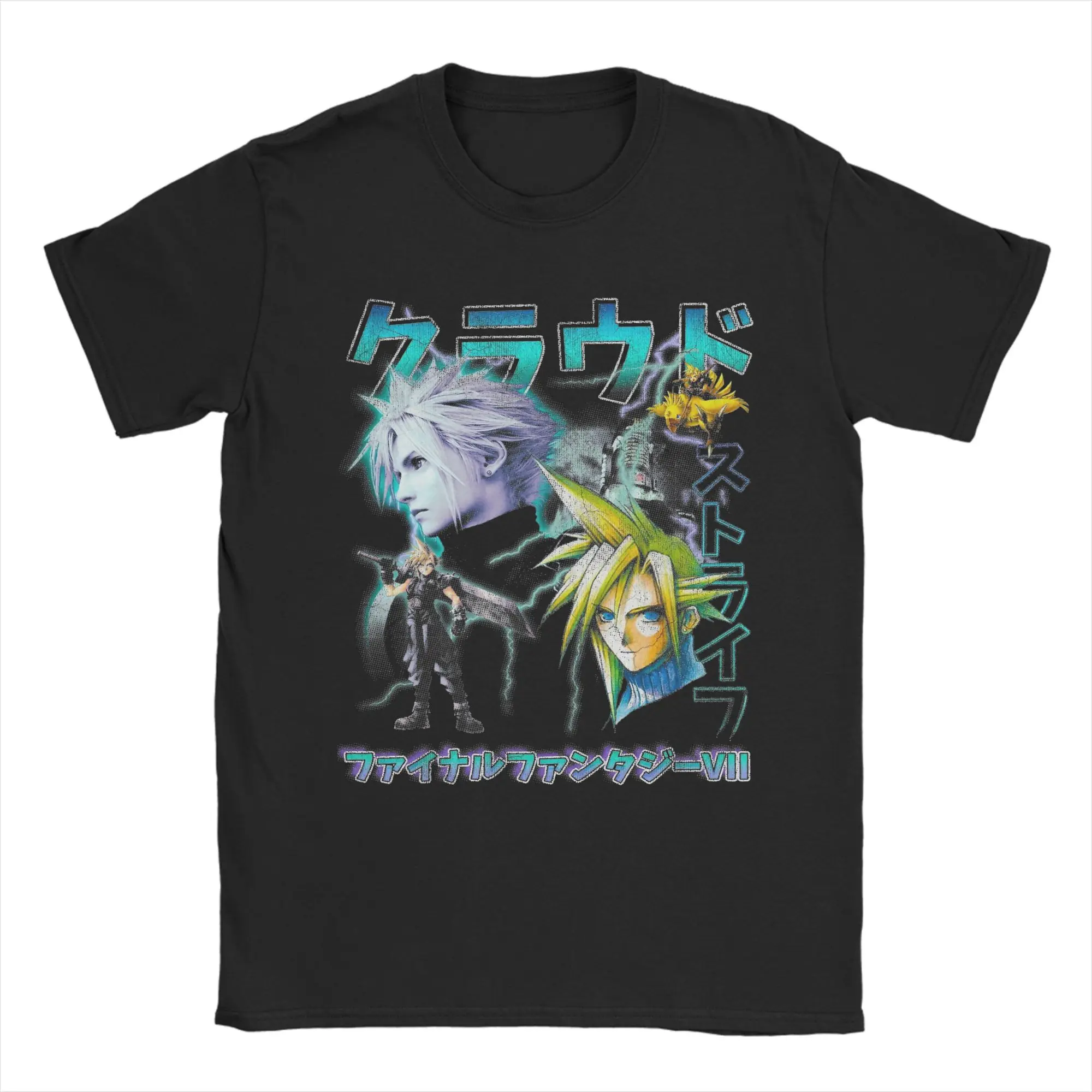 Camiseta Cloud Strife Vintage Finals Fantasys, modelo casual para homens e mulheres, 100% algodão, gola redonda, camisetas de tamanho grande.