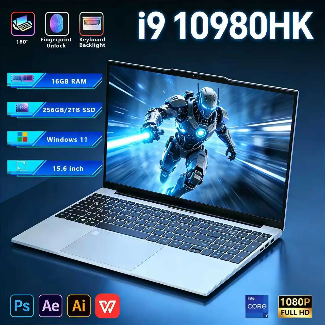 Intel i9-10980HK Gaming Laptop 16GB RAM 1TB M.2 SSD Windows 11 Pro Office Study Portable Notebook Computer