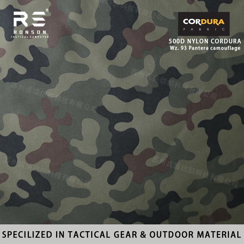 500D Nylon Cordura Polish Jungle Camo 100% Woven Water-Resistant PU Coated for Tactical Gear Backpack Military Rucksack Camping
