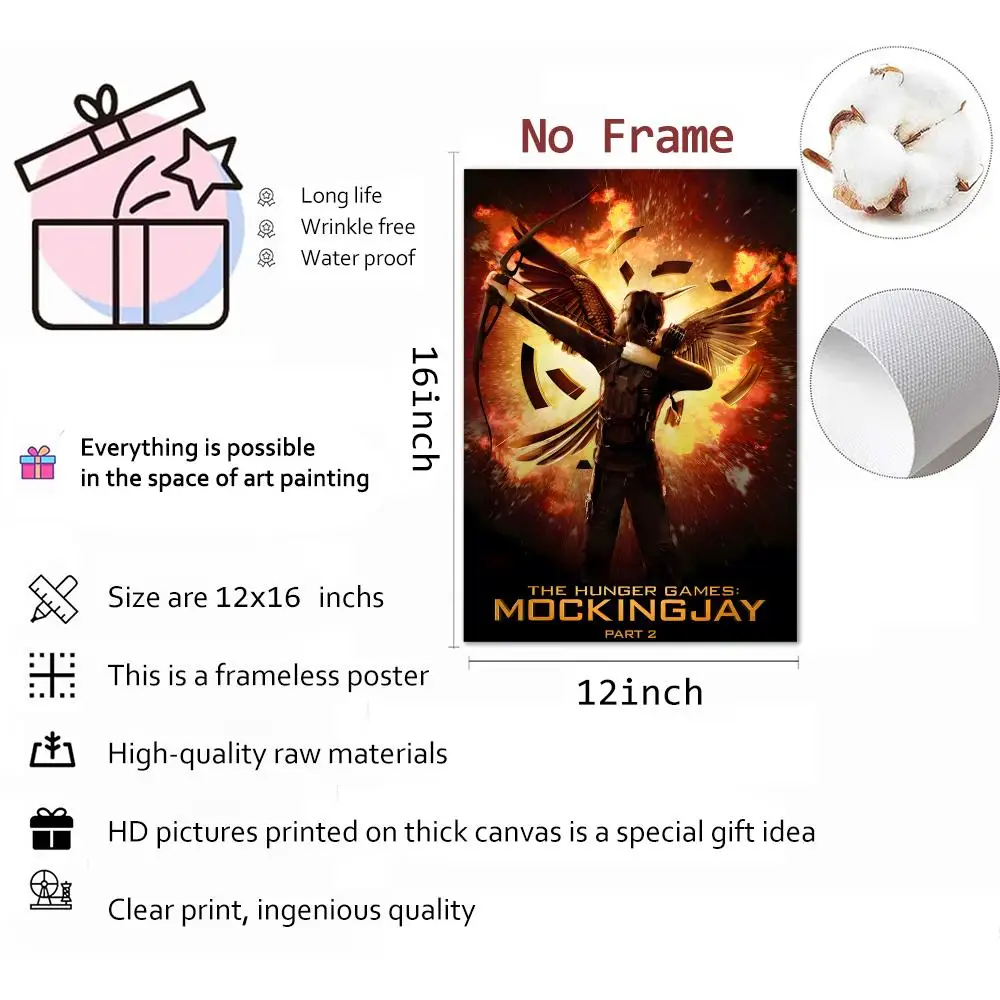 T-The Hunger Games Mockingjay لوحة الفيلم الخط HD قماش المشارك تجعد الحرة مقاوم للماء جميع الفضاء جدار ديكور #5