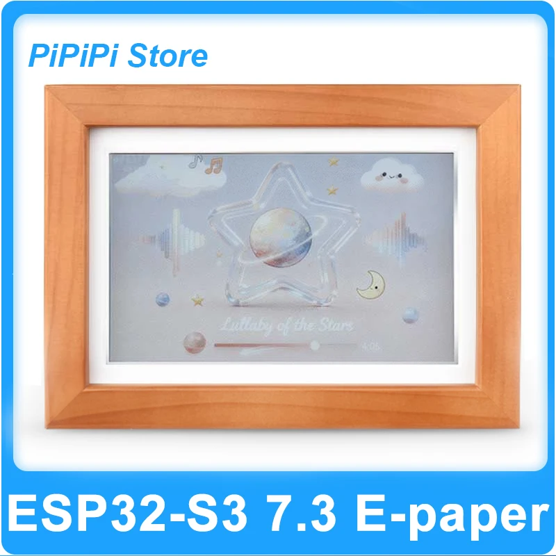 ESP32 S3 شاشة عرض الورق الإلكتروني AI مقاس 7.3 بوصة E6 بالألوان الكاملة مع إطار صور من الخشب الصلب PhotoPainter Deepseek