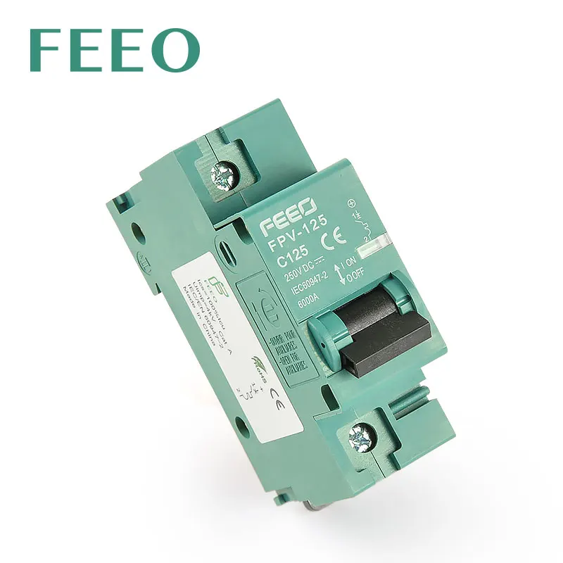 FEEO 1P FPV-125 Dc Breaker on Din Rail Electric Circuit Breaker Switch 220v MCB for Solar Protection Breaker PV CE Certification