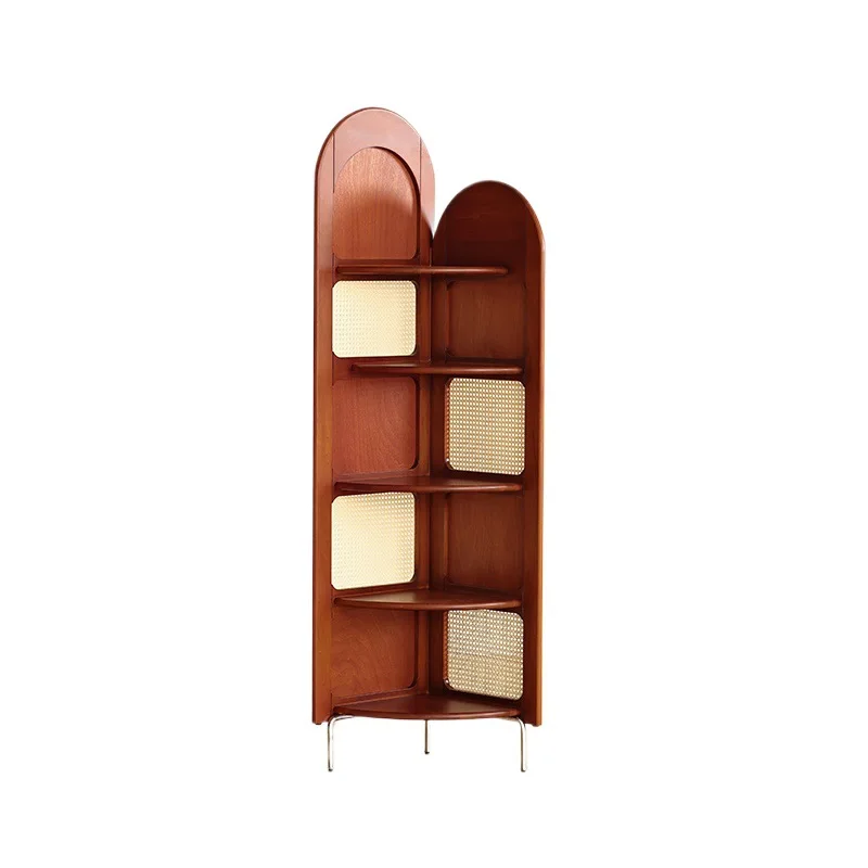 

Wooden Corner Cabinet Living Room Triangle Cabinet Corner Shelf Retro Rattan Bedroom Corner