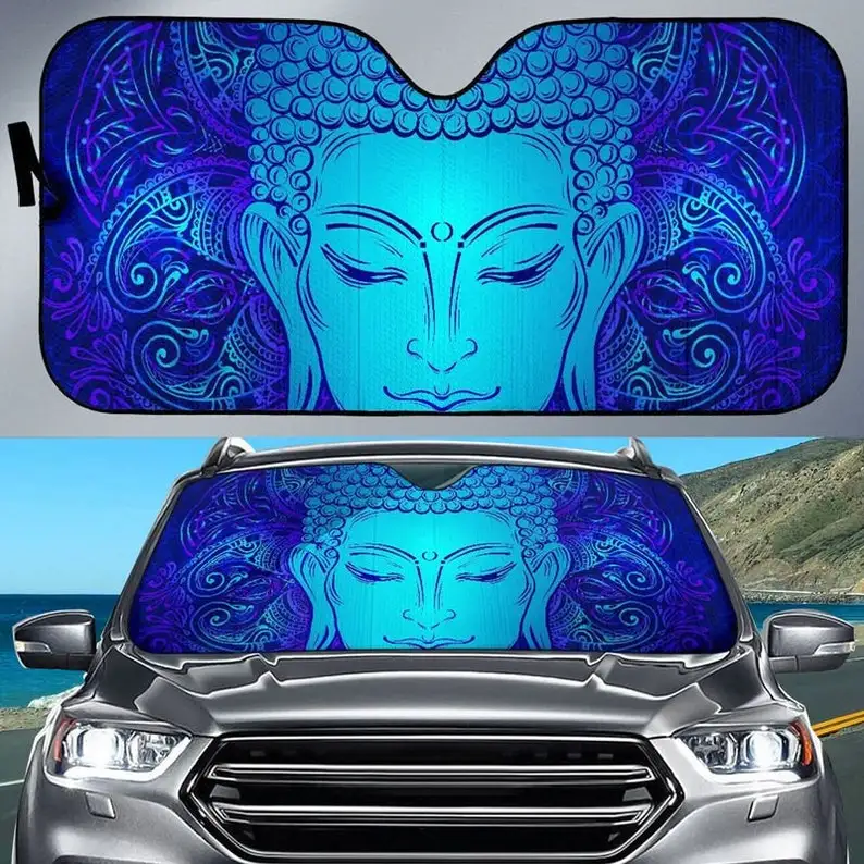 

Blue Buddha Windshield Sunshade, Car Decoration, Gift For Family Members Windshield Sunshade Believe Car Windshield Car Sunshade