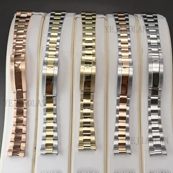 20mm Watch Strap 316L Stainless Steel Bracelet Brushed And Polishing Watchband Parts Glide Lock Clasp For Nh35 Men's Watch Case