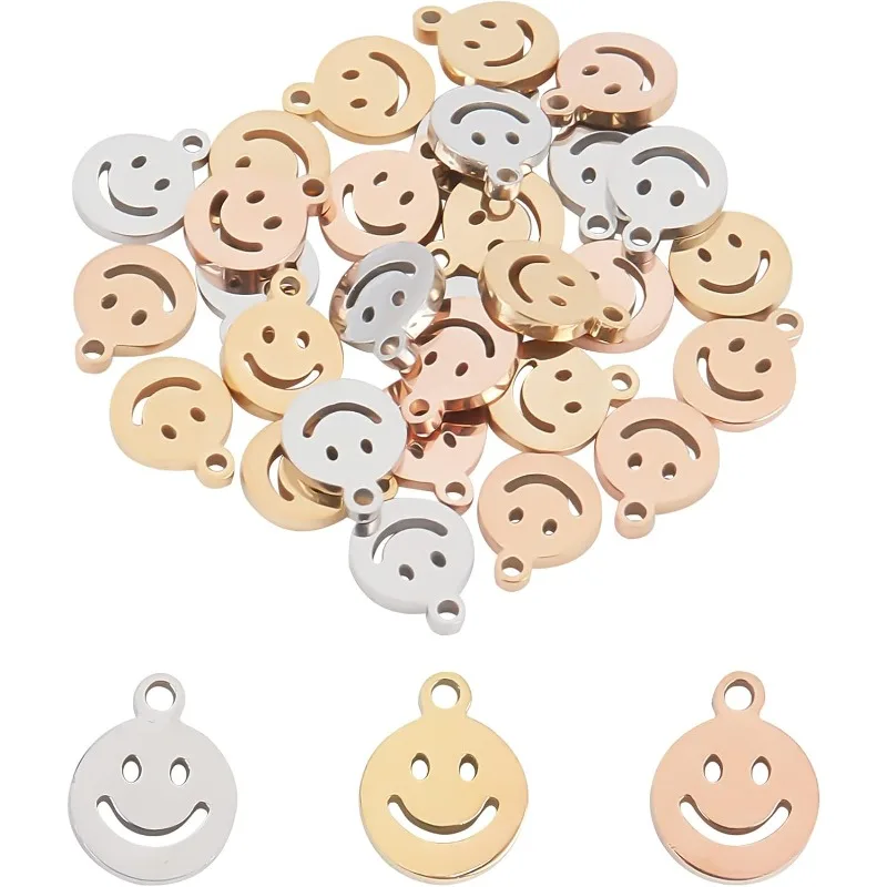 

24pcs 2 Colors Flat Round with Dog Paw Prints Charm 2 Styles Dangle Hypoallergenic Charms Stainless Steel Pendants 13~14mm