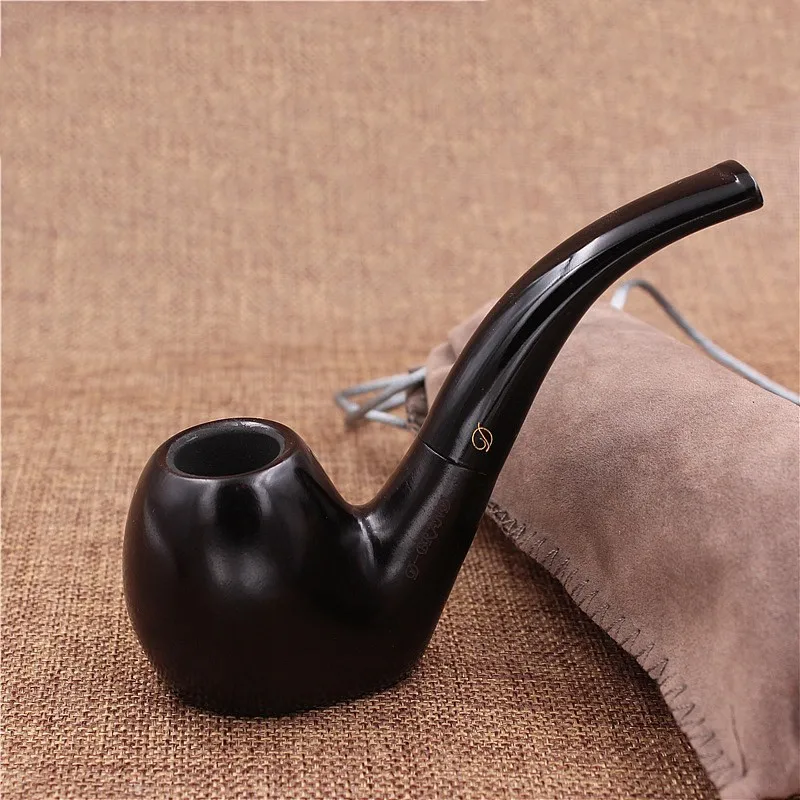 

Черное дерево, глянцевая табачная трубка, Классическая Женская курительная трубка для мужчин, деловой подарок
