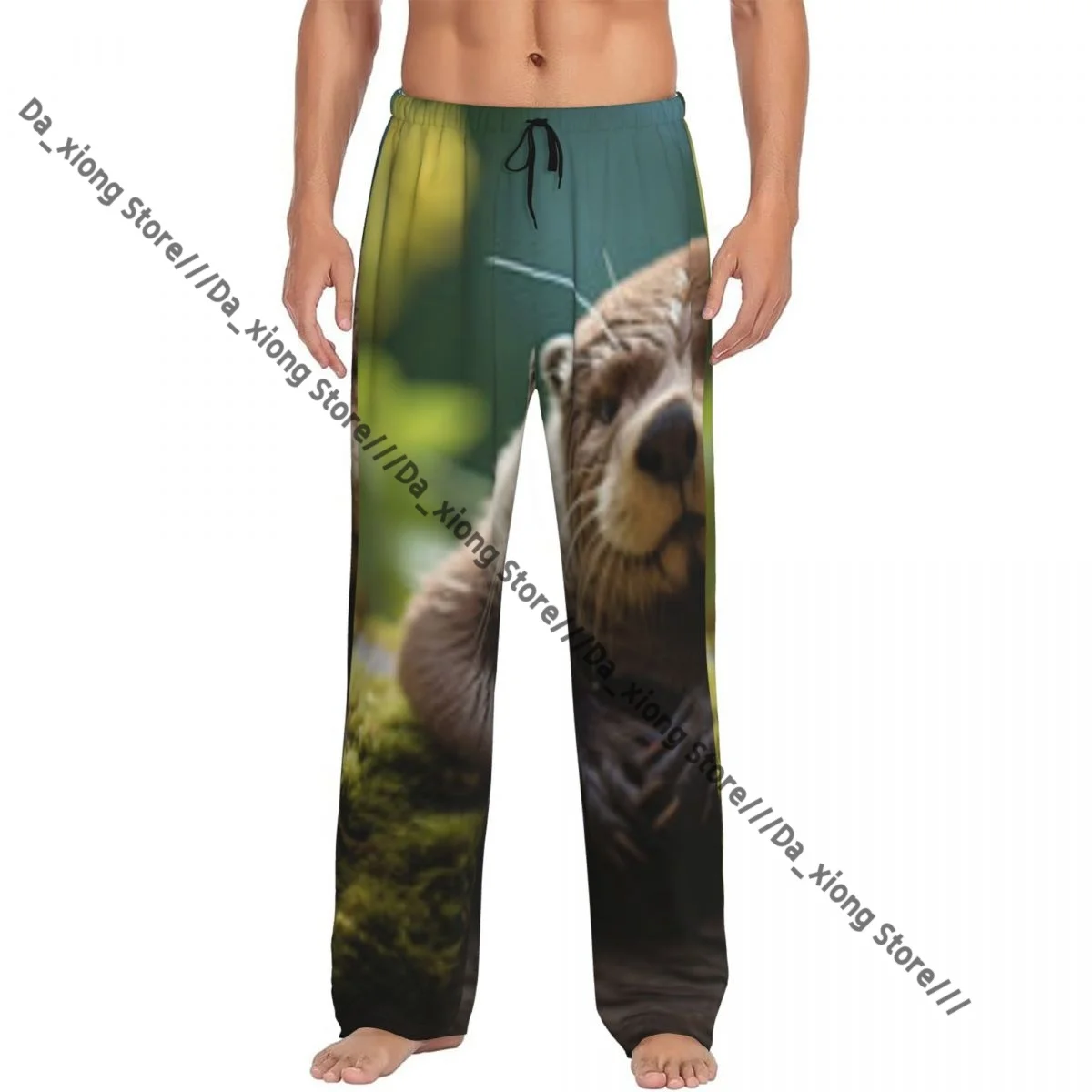 

Men's Sleepwear Loose Sleep Pants Pajamas Otter On Mossy Rock Long Lounge Bottoms Casual Homewear
