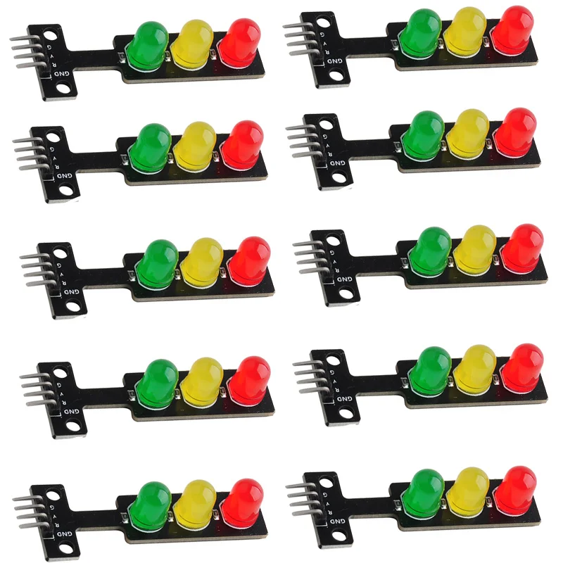 

10 шт./компл., 5 В, детали модуля светодиодного дисплея для Arduino, красный/желтый/зеленый светодиодный RGB, плата модуля программирования светофора