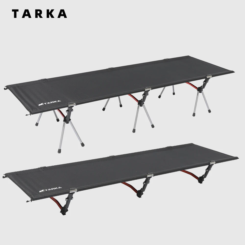 TARKA Portable Camping Cot Lightweight Collapsible Sleeping Bed Tourist Hiking Backpacking Foldable Tent Bed Outdoor Single Beds