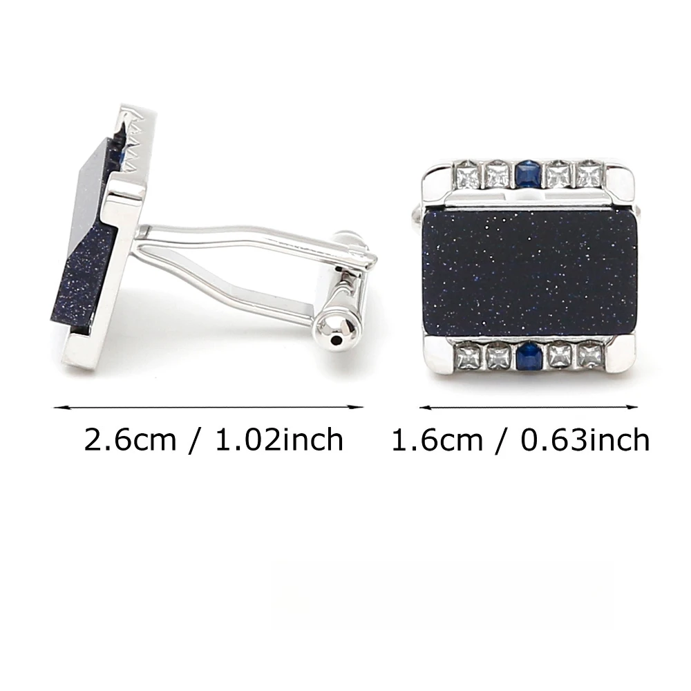 Men's Square Black Sand Diamond Inlaid Cufflinks Silver Light Border Business Banquet Formal Shirt Suit Exquisite Accessories
