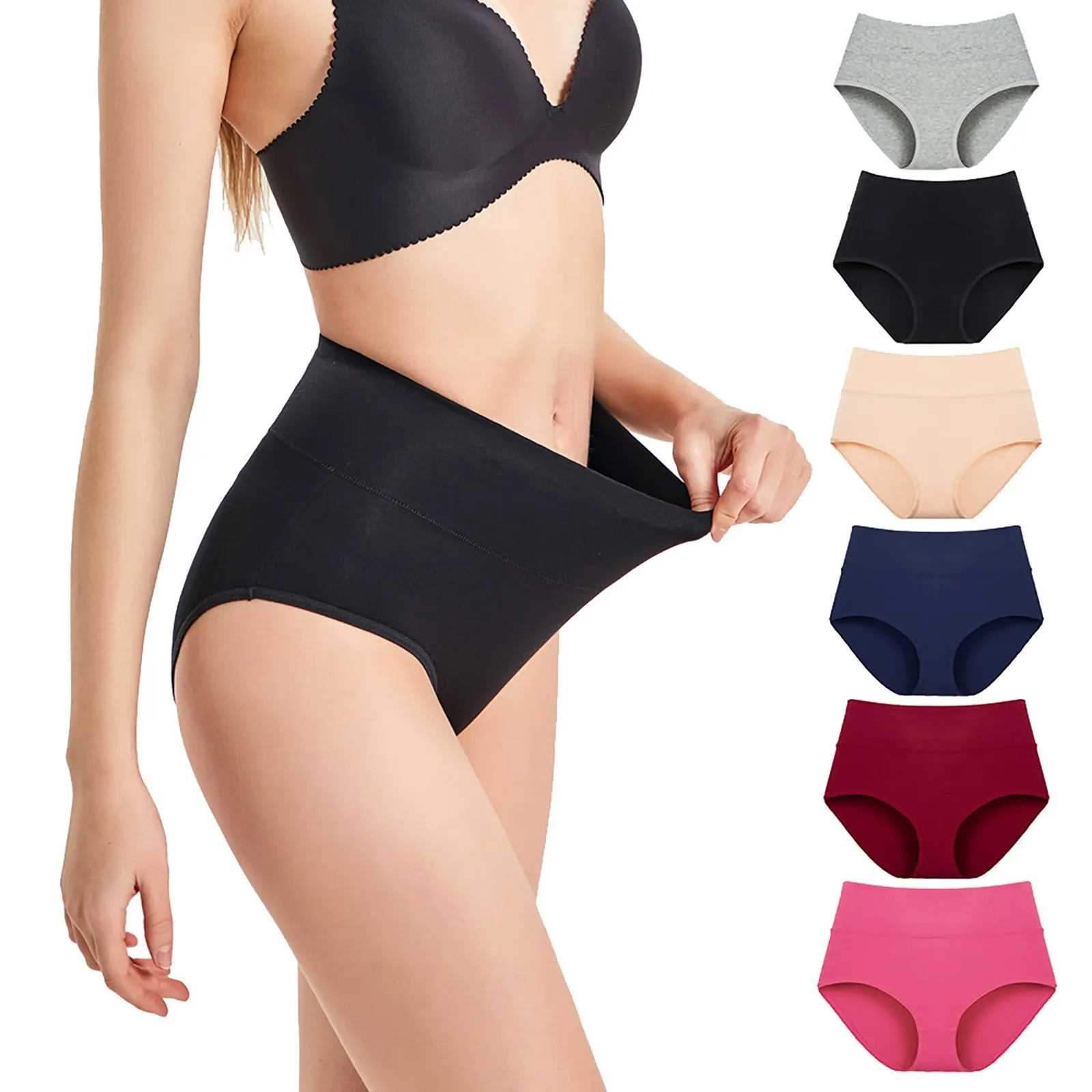 

Women's Large Comfortable Underwear Trackless MidWaist Cotton Women's Briefs Breathable Waist Trainer for Women Underwear Set