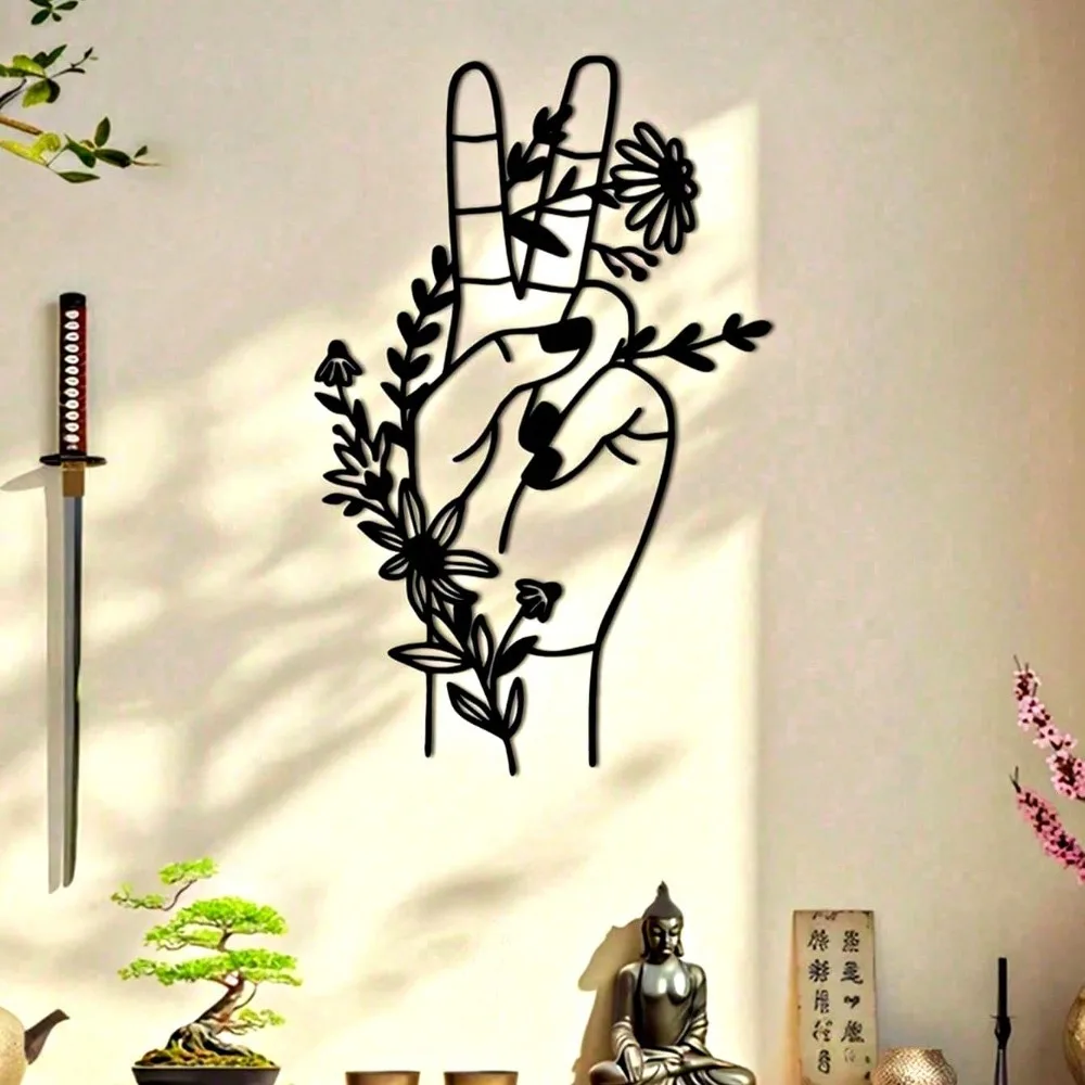 Hollow Silhouette Metal Wall Art Hanging Decor Waterproof Rustproof Sturdy Non Fading Kitchen Bedroom Iron Ornament Unique Gift