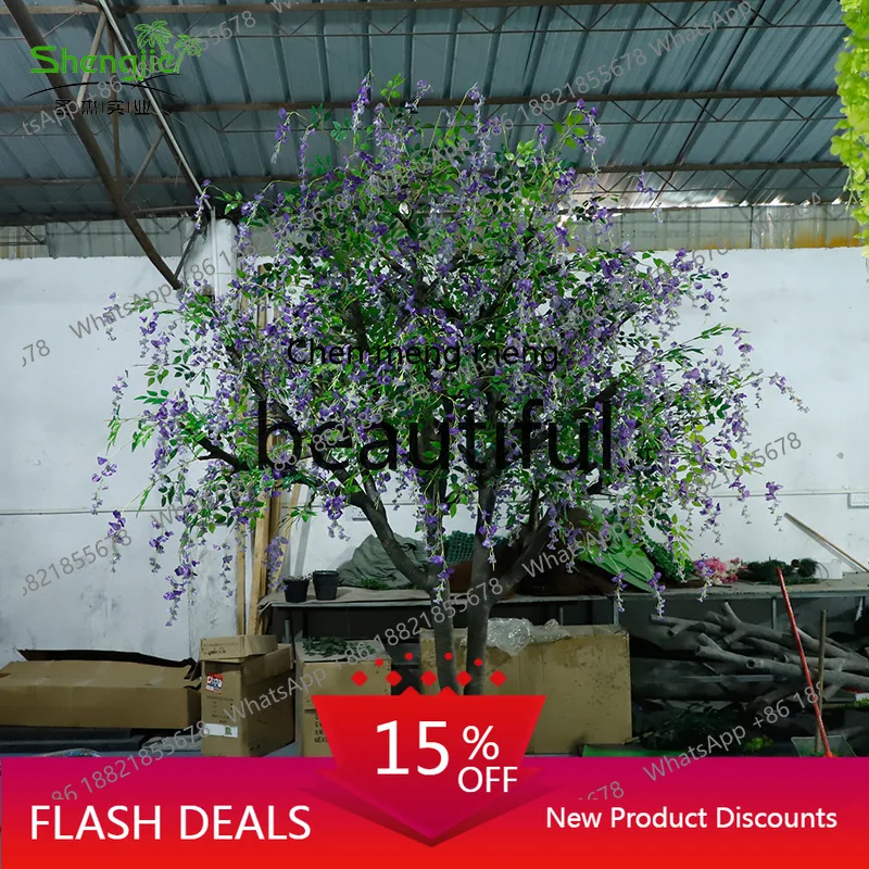 

zJ Simulation wisteria flower tree wisteria flower branches, large simulation tree fake branches decorative simulation plants